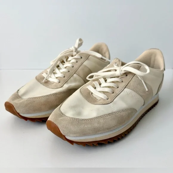 J. Crew Women's Trainers in “Metallic” Cream and Clay/Gray Color, Size 9 - Picture 2 of 10